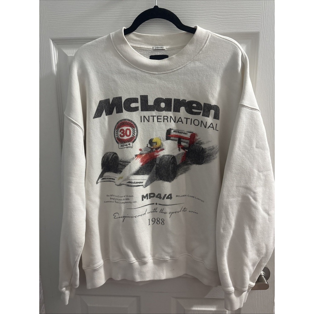 McLaren Abercrombie Sweatshirt Mens Med OversizWhite Formula 1 Racing 1988 Crew